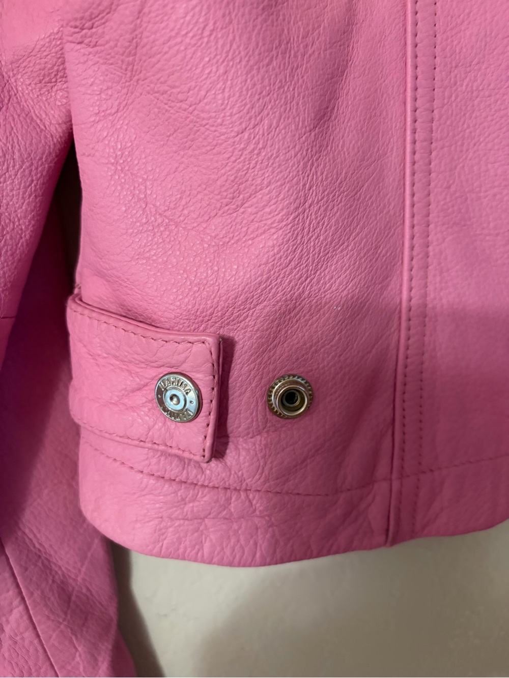 Vintage Wilsons Leather Maxima Pink Moto Jacket Small Y2K Cafe Racer Biker S - Picture 12 of 16